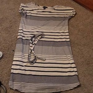 White and navy blue dress with tie from the gap.